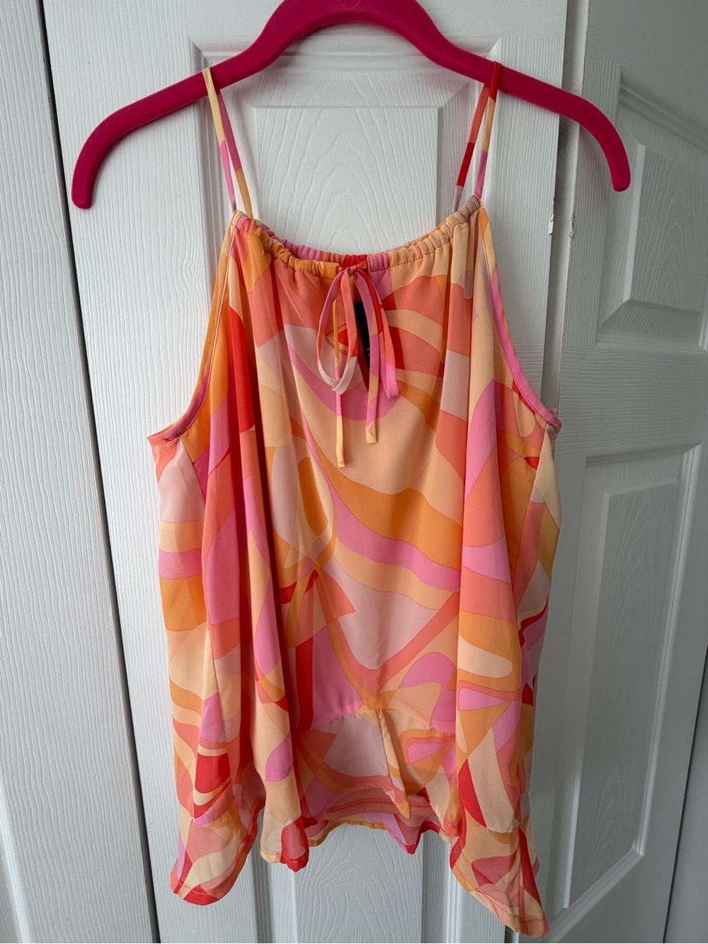 Aqua Pink & Orange Swirl Halter-Style Camisole